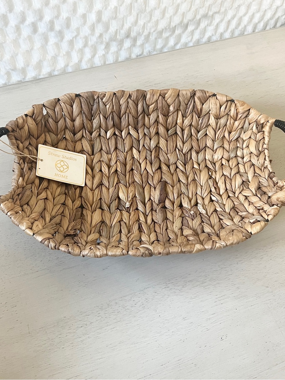 Straw Studios Handwoven Seagrass Basket Tray in Natural Tan